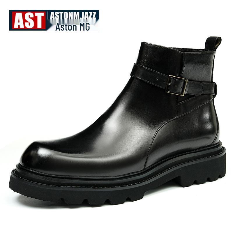 

Men s Chelsea Boots 2025: Genuine Leather, Height-Enhancing, Thick Sole Martin Boots for Autumn/Winter 42 чорний