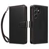 For Samsung Galaxy S24 Ultra Case RFID Blocking PU Leather Wallet Flip Phone Cover with Wrist Strap