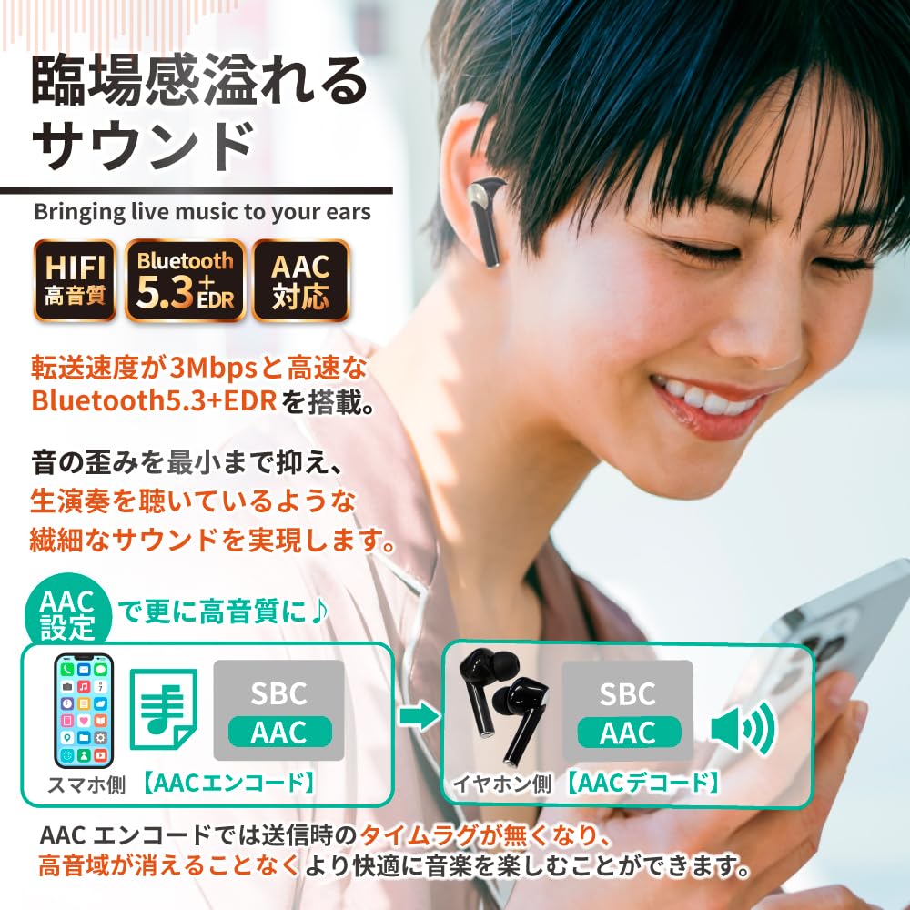 Shizukawill Earphones Bluetooth Wireless Earphones Compatible with iPhone Compatible with Android Noise Canceling Automatic Pairing Bluetooth Wireless