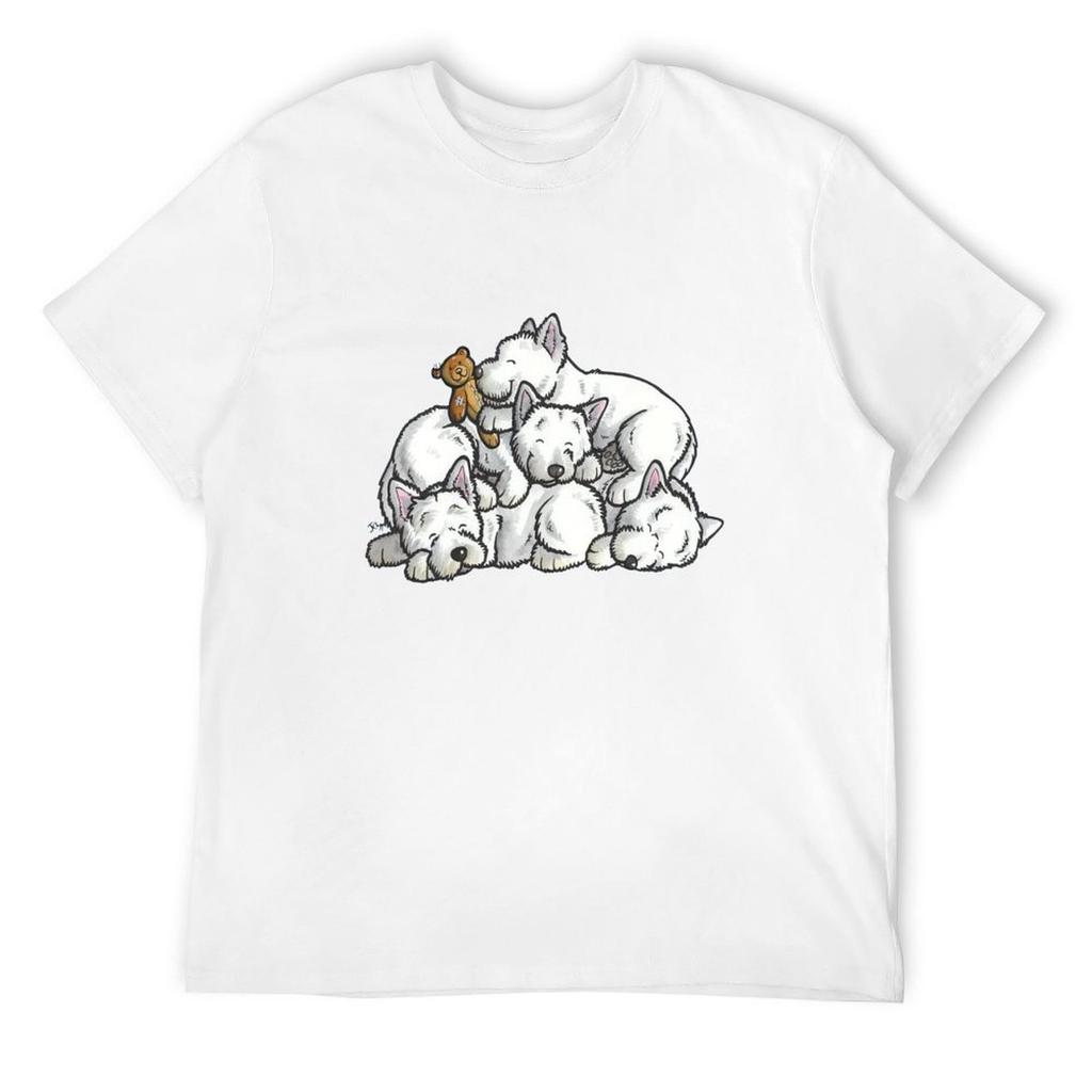 Sleeping pile of Westies T-Shirt aesthetic clothes Man t-shirt luxury designer korean fashion tee shirts for men