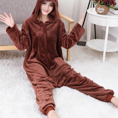 Unisex bjørn Kigurumis Glidelås Dyr Onesie Kvinner Menn Voksen Par Morsom Jumpsuit Flanell Varm Myk Tegneserie Vinter nattøy