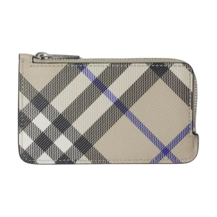 Burberry Classic Check Zip PU Card Holder Women Accessories Lichen 80946801 Basic Set (Bag+Dust Bag)