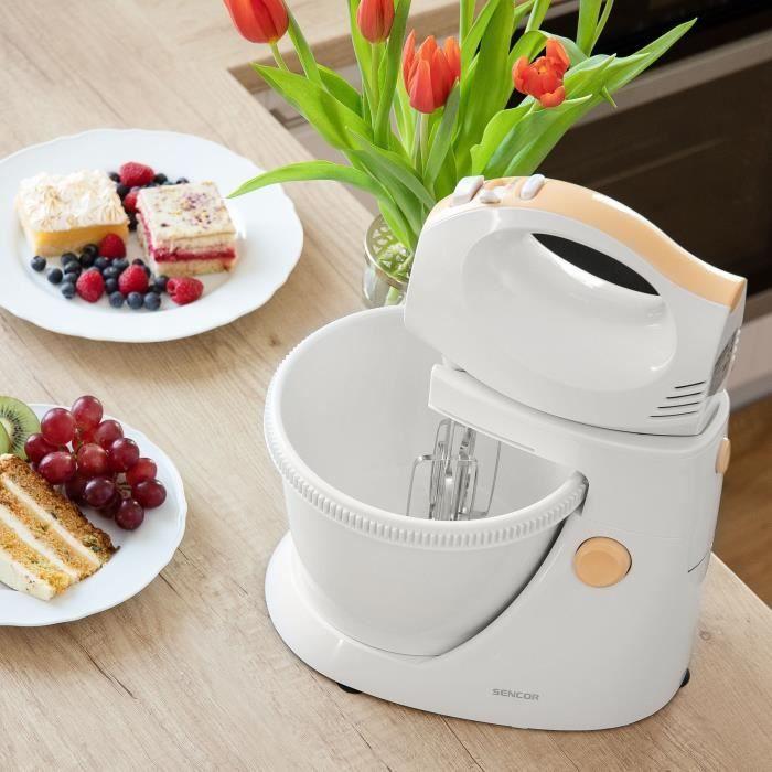 Batteur électrique avec bol rotatif Sencor SHM 5330 - Bras basculant - Bol de fouettage inclus - 500 W - Blanc