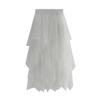 Gonna alla moda sexy da donna in rete a tinta unita, gonna a bolle irregolare in tulle elastico, vita quotidiana e vacanza