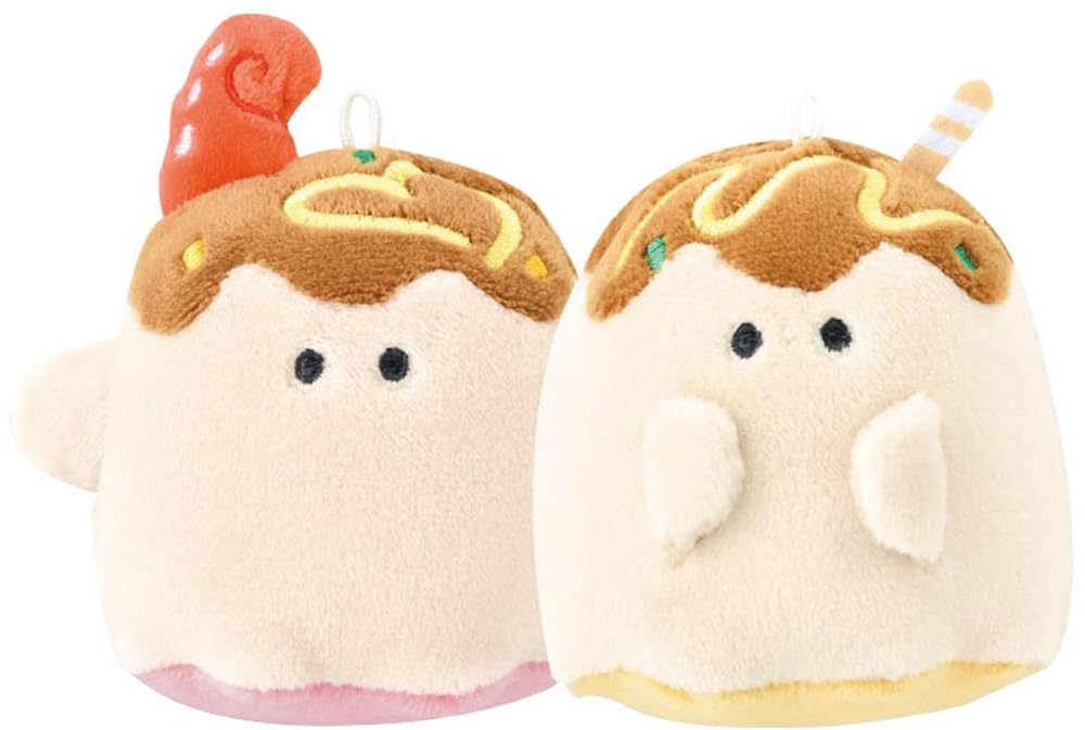 

Crux Nico Nui Keychain Set of 2 Matching Takoyakinu Plush Toys with Magnetic Cheeks, 121438