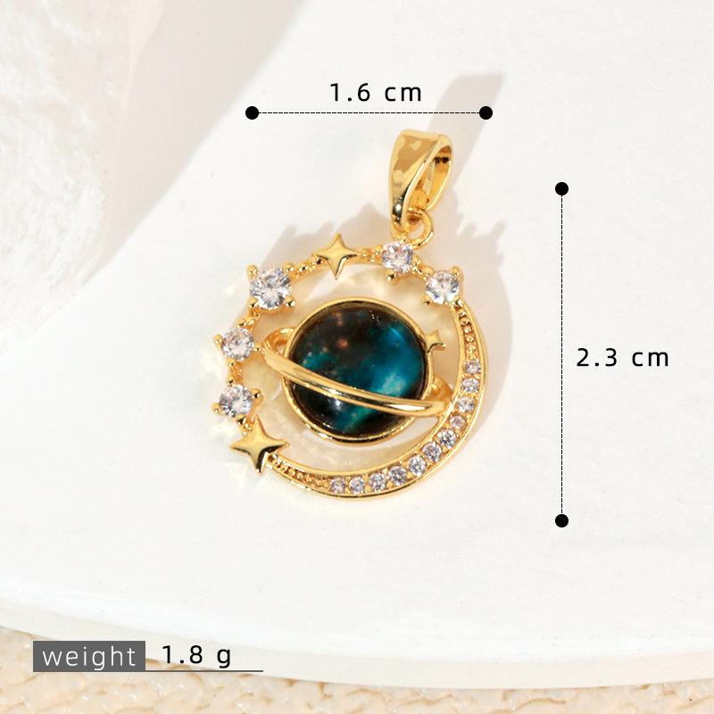 Kupfer Sternenhimmel Sonne & Mond Anhänger Halskette - Vielseitiges Luxus Schlüsselbein Kette Accessoire