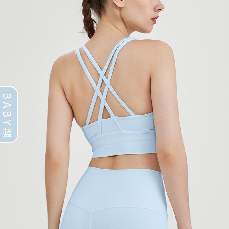 European & American Crisscross Back Sports Bra – Shockproof Running & Yoga Attire for Women