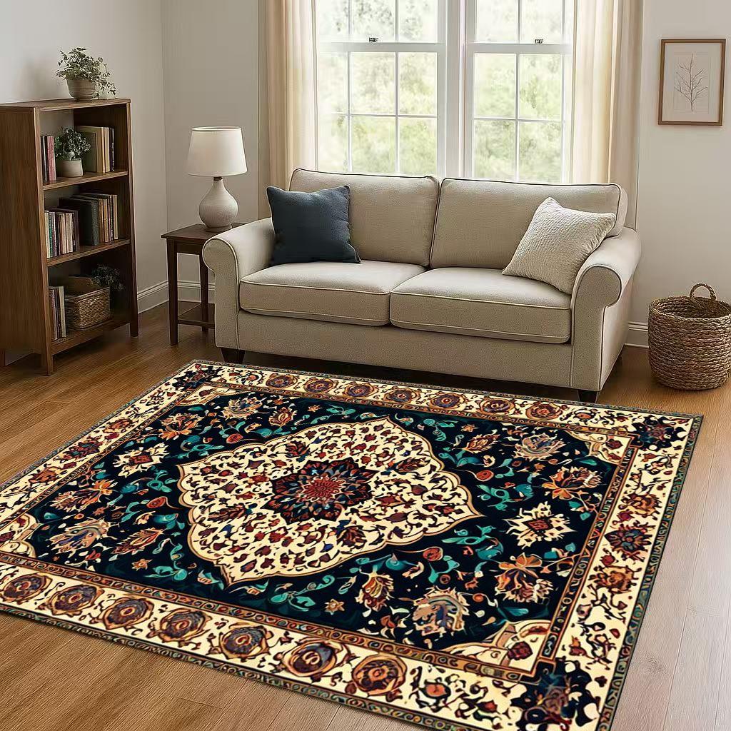 Luxurious Turkey Persian Bohemian Living Room Non-Slip Area Rug Soft Carpet for Bedroom and Sofa ,Easy Clean Home Decor Doormat