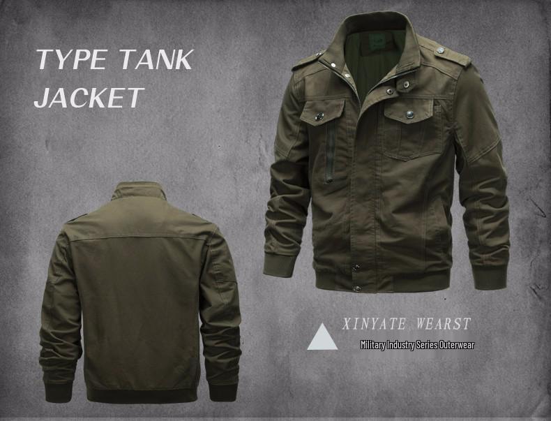 Men's 2023 Spring Casual Cotton Military Jacket - Loose Fit Plus Size Workwear Coat