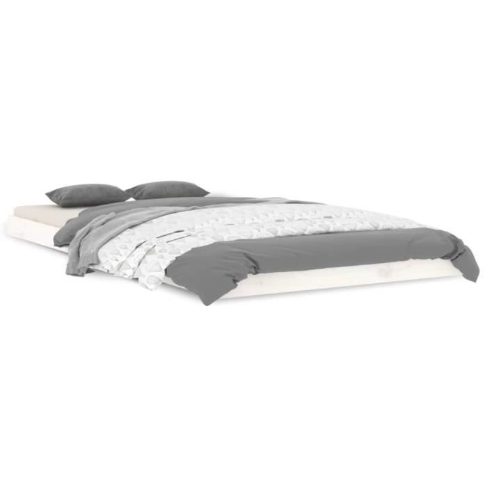 823455 vidaXL Bed Frame White 100x200 Cm Solid Pine Wood