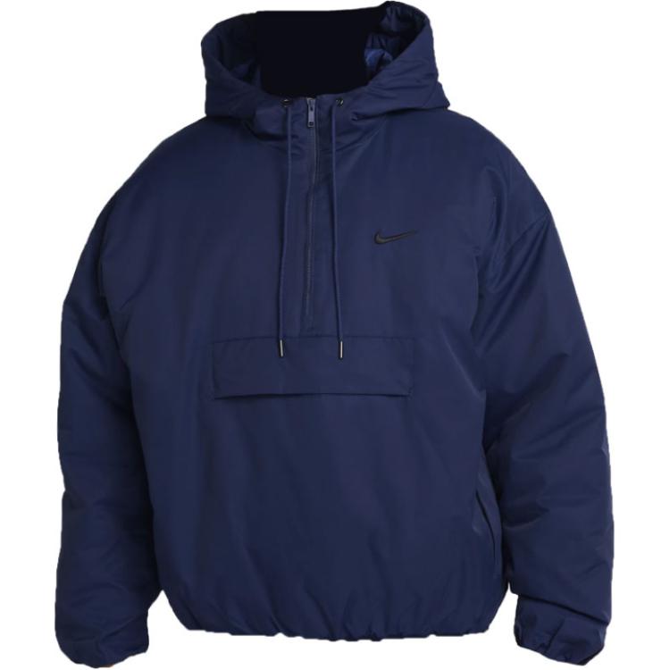 Nike Logo Print Hooded Long Sleeve Cotton Jacket Men jackets Blue HQ5355-410