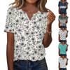Women's T Shirt Print Button Short Sleeve Daily Weekend Fashion Basic V- Neck Regular Top