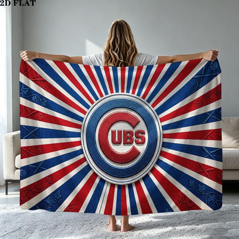 Chicago Cubs Print Flannel Blanket High Quality Warm Comfortable Cover for All Seasons Perfect for Gifts Home Decor