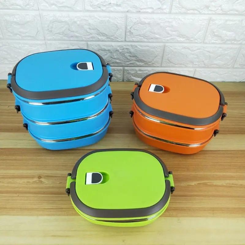 Portable Stainless Steel Food Container Rectangular Leakproof Bento Box Sealed Large Capacity Soup Food Flask for Kids Adult