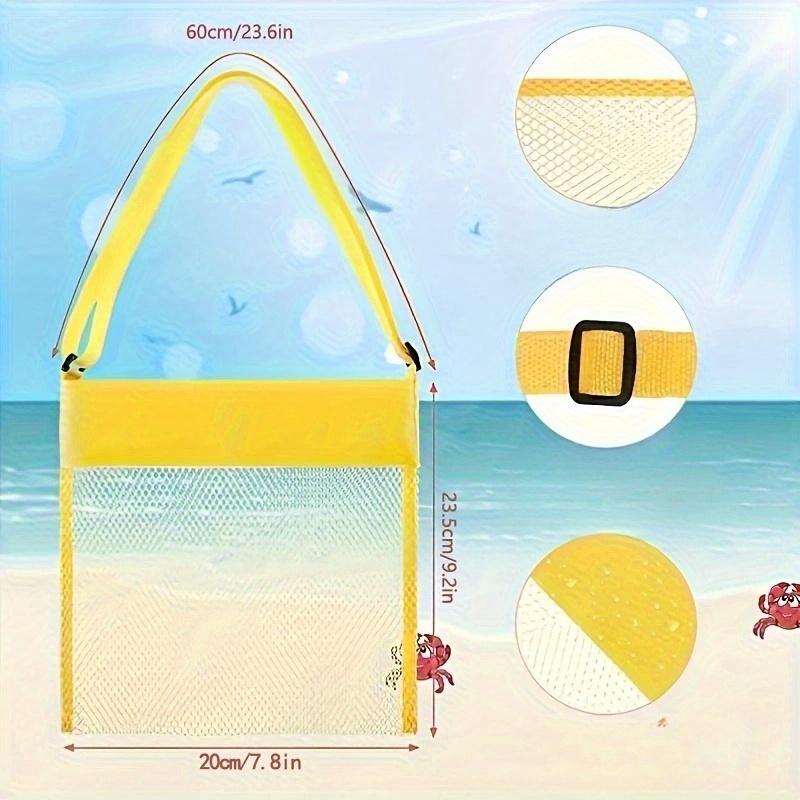 Ultra Light Mesh Beach Bag Adjustable Shoulder Strap Portable Sea Shell Collecting Bag Kids Beach Bag Beach Toy Bag
