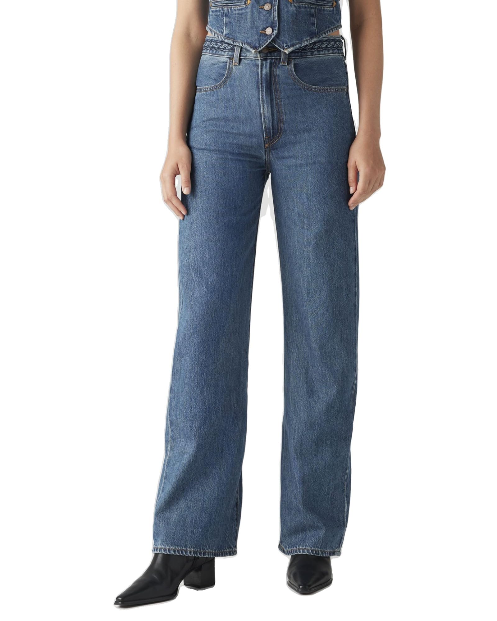 Levi s RIBCAGE Wide Leg Braided Waistband Jeans Women s 001US-0000 US W24 L30