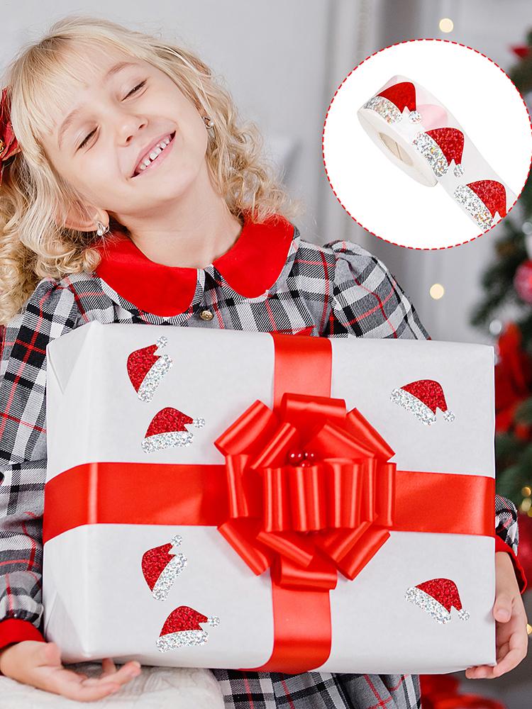 Christmas Hat Stickers 500 Pieces Adhesive Christmas Stickers Festive Decals for Holiday Home Gathering Party School Kids Adults