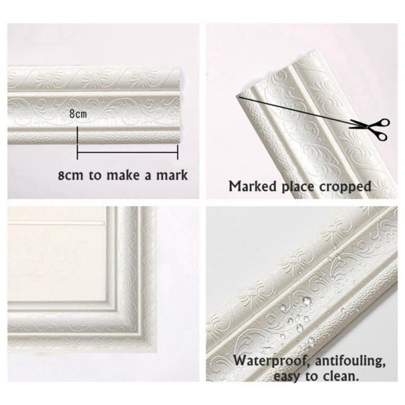 Striscia autoadesiva 3D per decorazione da parete Striscia per cornice in schiuma con carta da parati adesiva per linea di cintura Waterproo