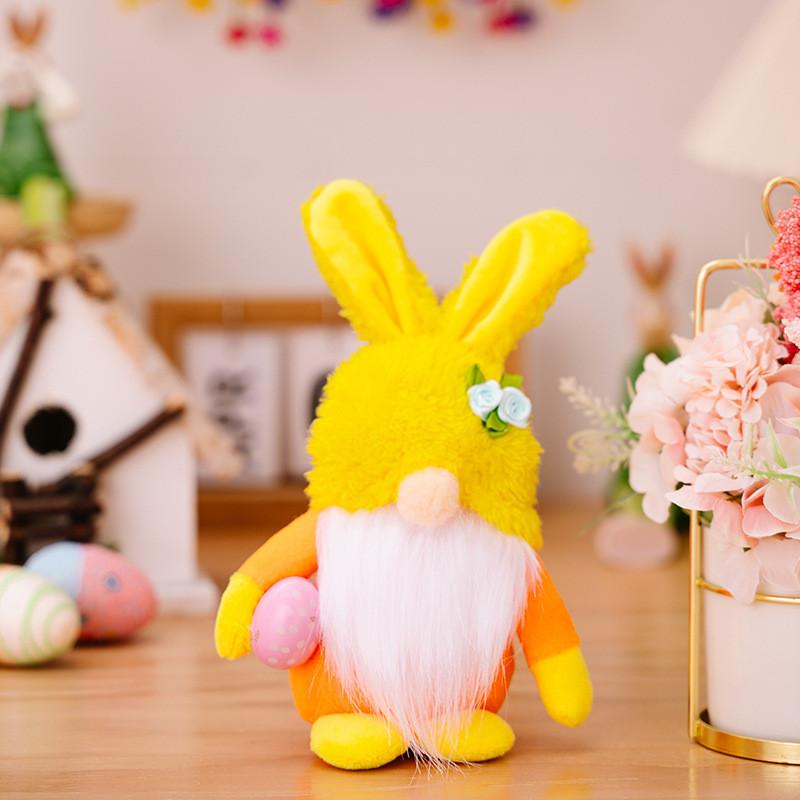 Colorful Plush Easter Bunny Rudolph Figurine For Festive Spring Decorations