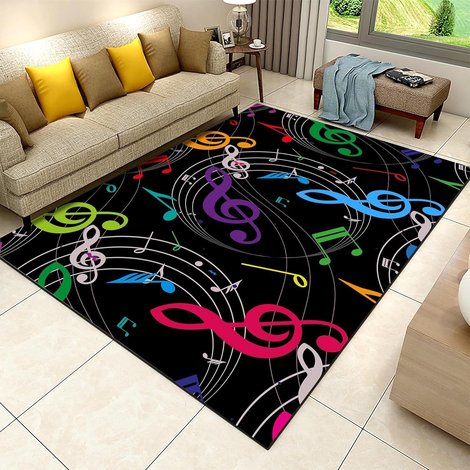 

Piano Black and White Keys Sheet Music Notes Carpet Drum Stand Floor Mat Rug Set with Sound Insulation and Shock Absorption 40cm x 60cm