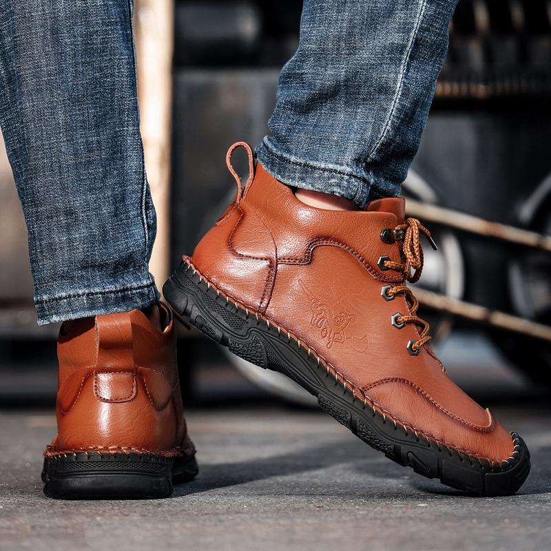 38-48 Herren Handgefertigte Echtleder Stiefel Bequeme Stiefeletten für Herren Freizeitschuhe Outdoor Workwear Schuhe