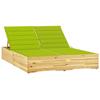 VidaXL Double Sun Lounger and Cushions Bright Green, Impregnated Pine Wood