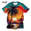 New Palm Tree Sunset Graphic Men's/women's Fashion 3D T-shirt Comfortable and Breathable Shirt Casual Funny Men's Summer Tees
