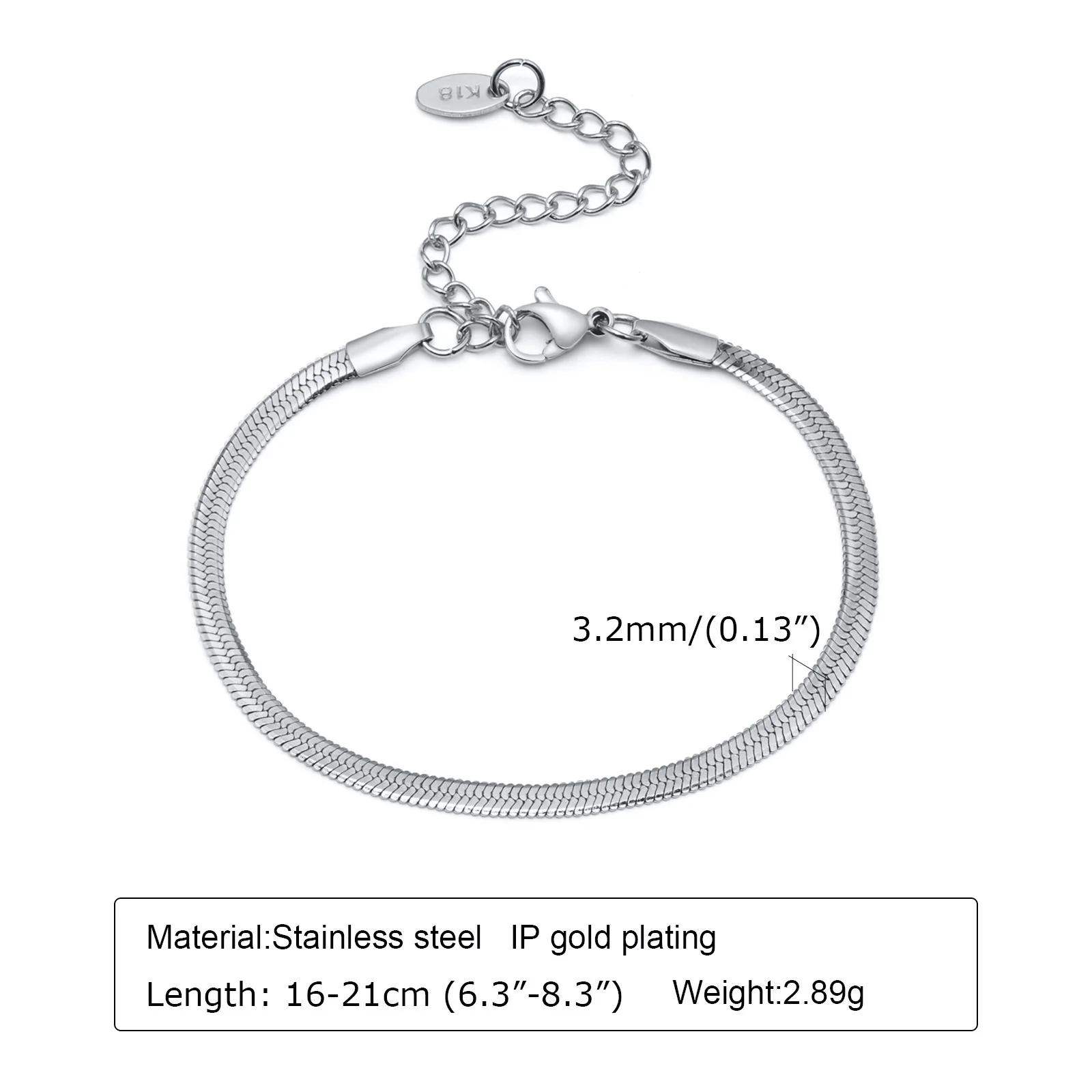 

Women Chain Bracelet Silver Color, Stainless Steel Link Stackable Bracelets, Layered Fashion Accessories Gifts
