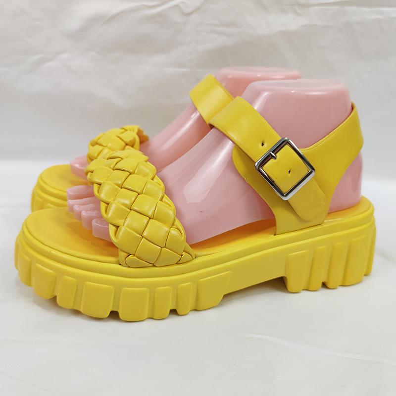 Woven Platform Sandals Women  Summer Candy Color Ankle Strap Gladiator Shoes Ladies Thick Heels Sandalias Mujer Plus Size 43