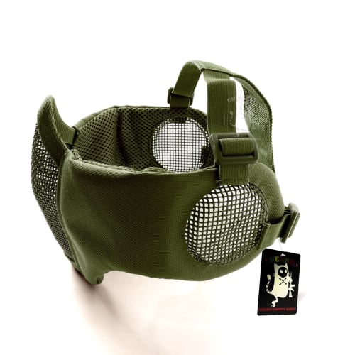 SHENKEL Anti-Fog Mesh Half Face Mask with Ear Protection, Olive Drab Khaki (mask-016od)