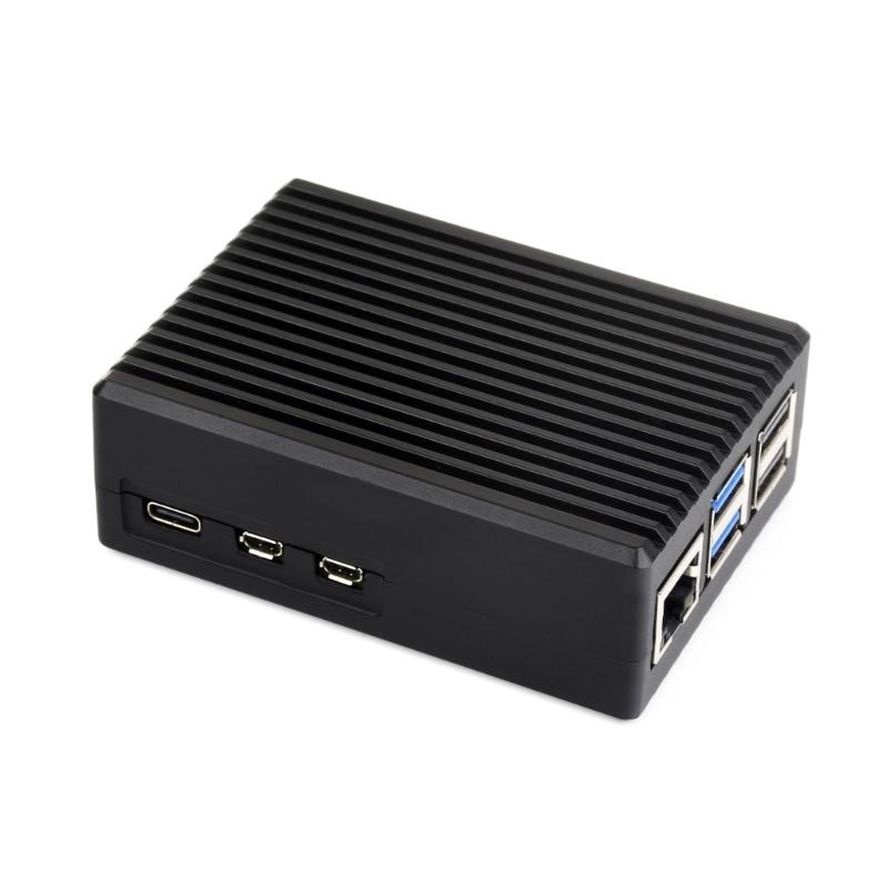 Aluminum Case Stripe Grooved Surfaces for RPi 5 Metal Enclosure with Built-In Cooling Fan Heatsink Pad