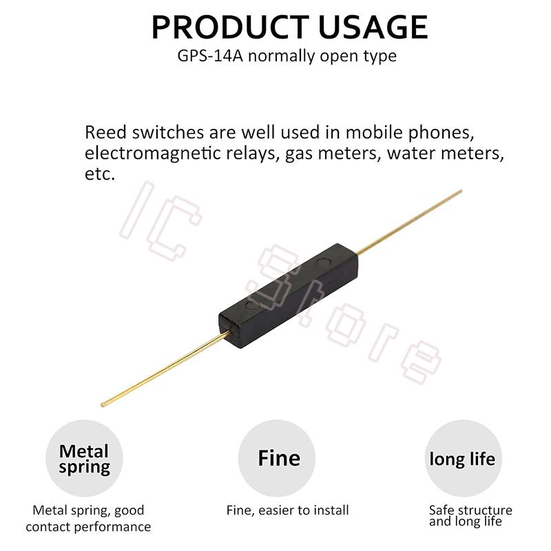 50PCS Reed Switch GPS-11A 11mm Plastic Anti-Interference Normally Open Magnetic Control Switch