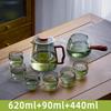 Glass Teapot With Wood Handle Chinese Style Tea Ceremony Pure Tea Kung Fu Tea Transparent Teawear Set Heat-Resistant Glass Kettle