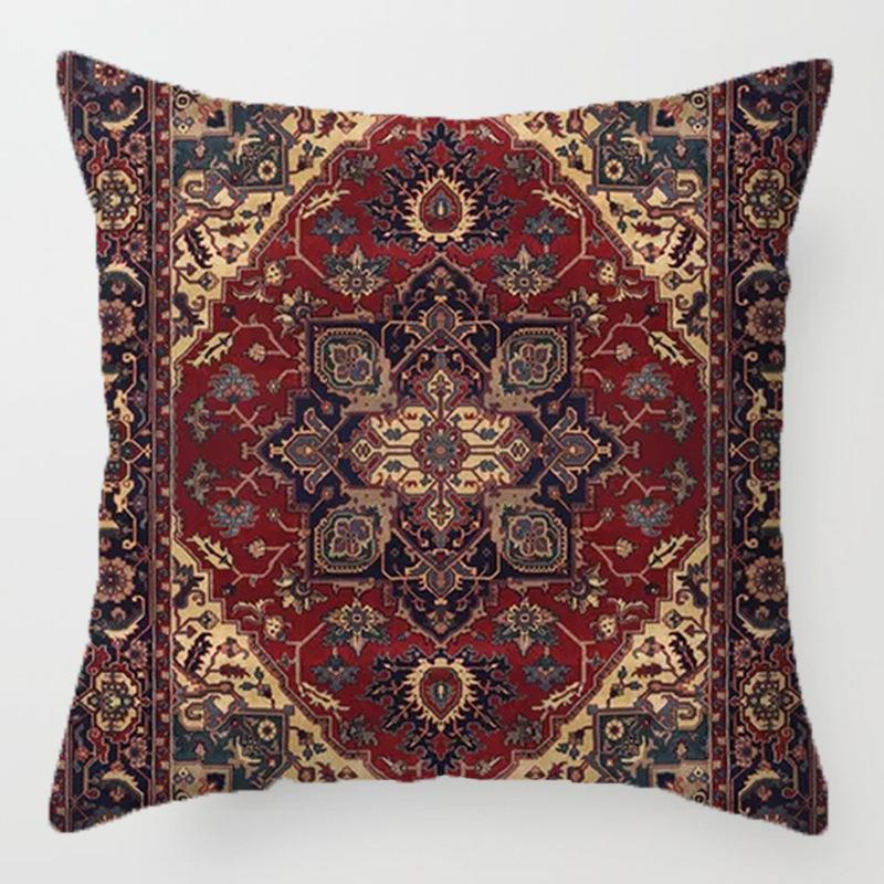 Bohemian ethnic style throw pillow retro printing sofa bed home decoration cushion short velvet pillow