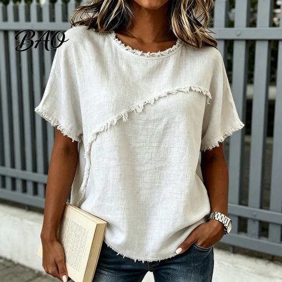 Soft Touch Women Tee T-shirt, Crew Neck Short Sleeve Shirt, Pure Color Fabric Summer Loose Fit Tops, Casual Tees T-shirt