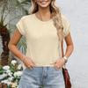 Women Work Casual Fashion Short-sleeved Round Neck Solid Color T-shirt Top