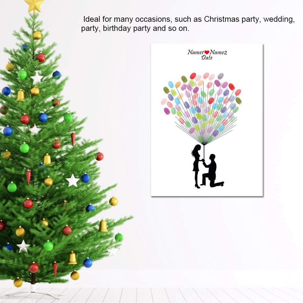 DIY Groom and Bride Pattern Fingerprint Guest Signature Guestbook Painting Wedding DecorationHK208