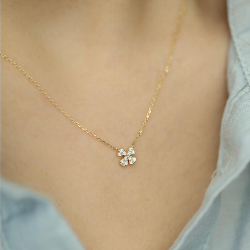 Echt 925 Sterling Silber Stilvoll Einfach Temperament Zirkon Glücksklee Anhänger Halskette Für Frauen Hochzeit Party Feiner S925 Schmuck