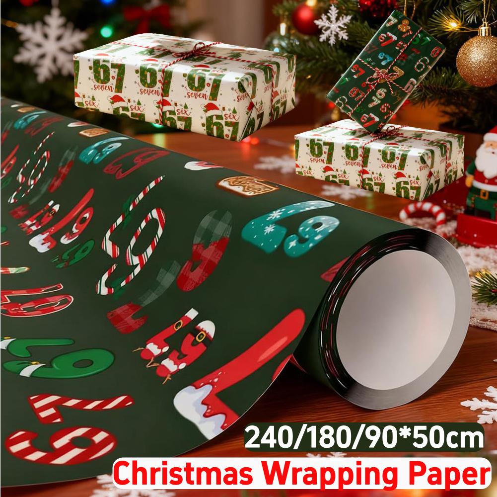 240cm/180cm/90cmx50cm Christmas Wrapping Paper Roll 67 Edition Funny Wrapping Paper Holiday Gift Wrap for Friends and Coworkers