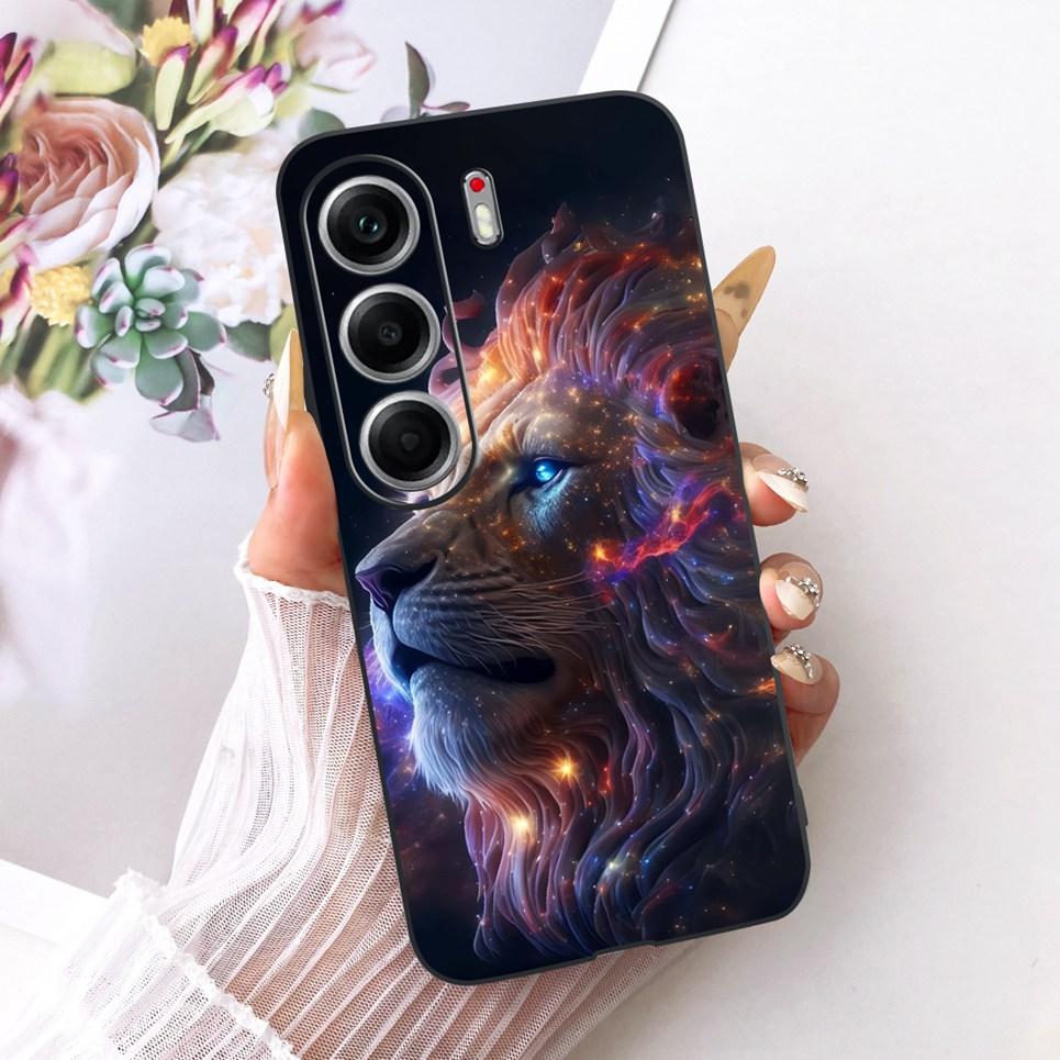 Hülle für Tecno Camon 40 Pro CM7 CM6 Handyhüllen für Camon 40 4G CM5 Niedliche Cartoon-Tiere Cooler Drache Löwe Weiches TPU Schwarze Abdeckung