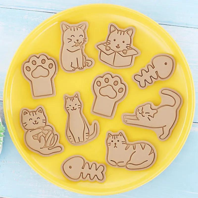 16pcs Set Animal Cookie Cutters Cat Type Stamp Embosser for Biscuit Pastry Bakeware Baking Cookies Molds Kitchen Accessories