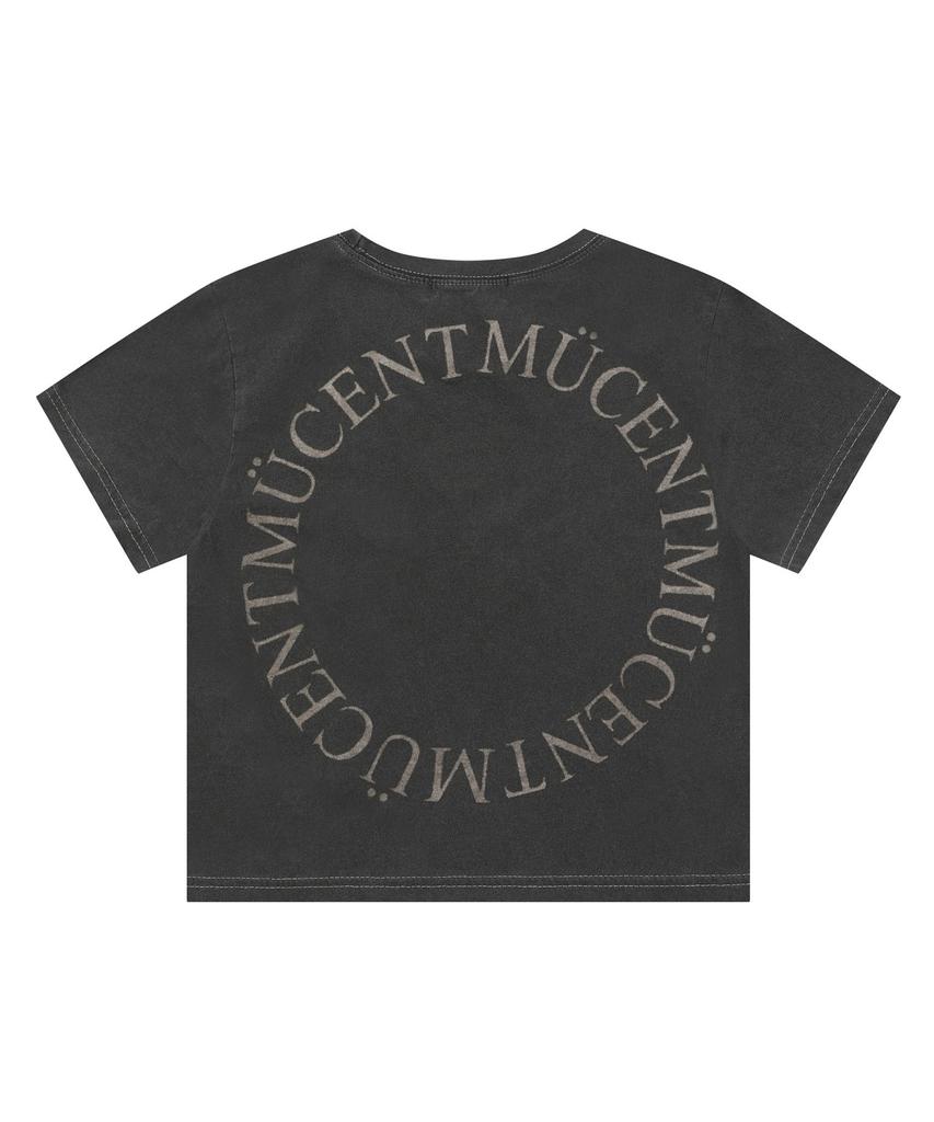 MUCENT Pigment Dirty Wash Round Back Logo Short Sleeve T-Shirt Unisex (2 Colors)