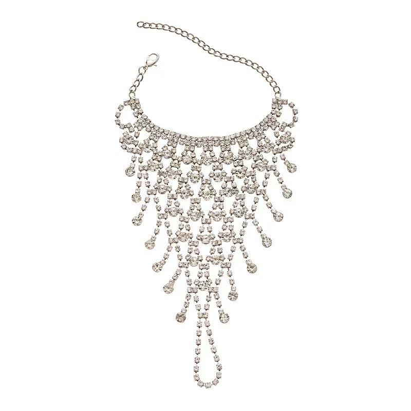 Creative Diamond-encrusted Mesh Fringed Bracelet, High-end Sense Light Luxury Temperament Bracelet, Women's Niche Finger Chain, Bracelet Jewelry
