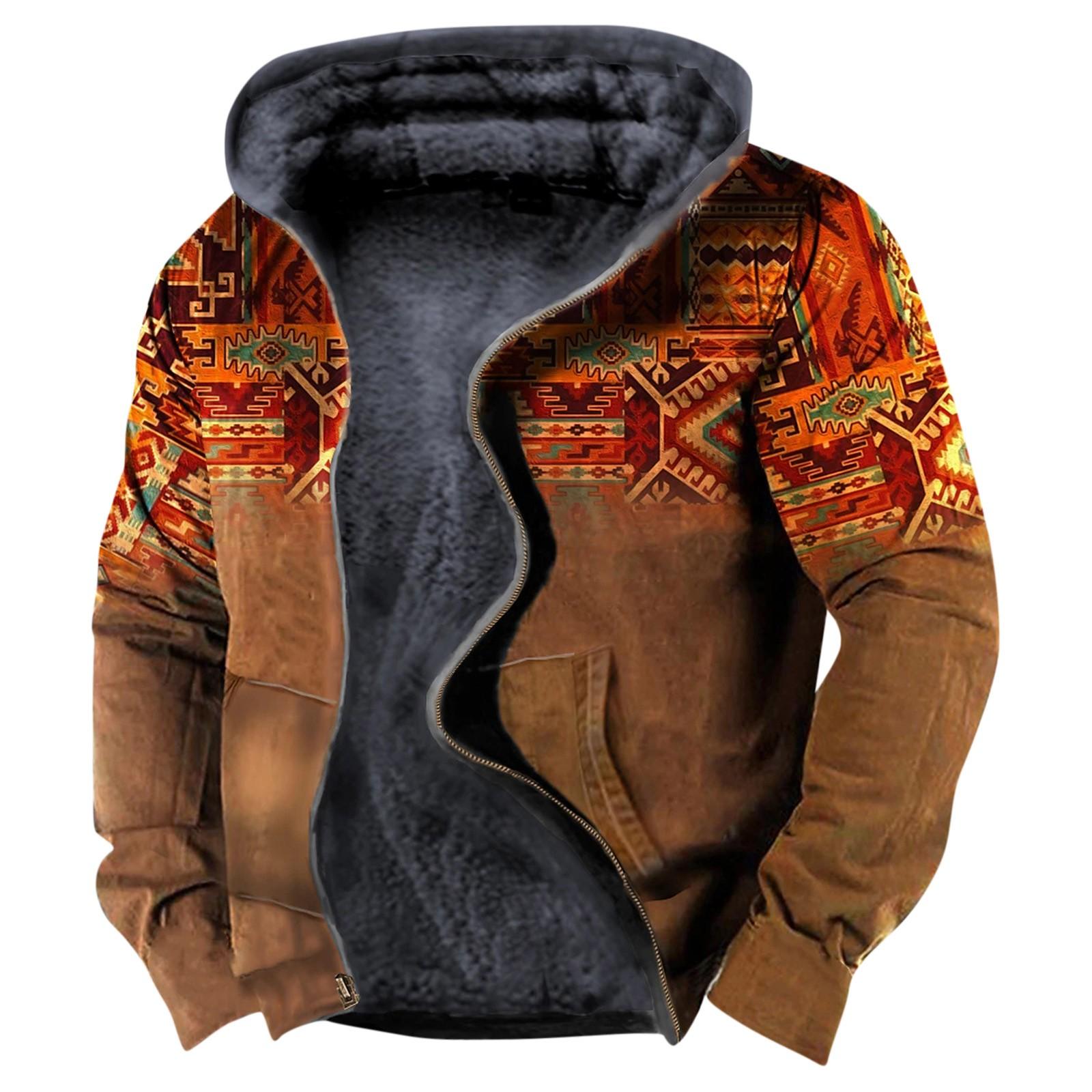 

Мужской индивидуальный повседневный свитер на молнии с длинным рукавом и принтом, толстый хлопковый костюм, зимний костюм XXXL коричневый