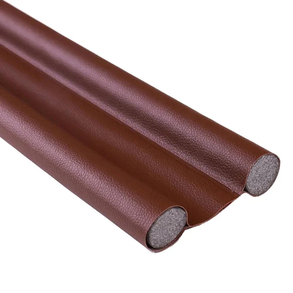 EPE Foam Leather Door Bottom Sealing Strip Draught Excluder Sound Proof Noise Reduction Door Draft Stopper Brown Black Gray