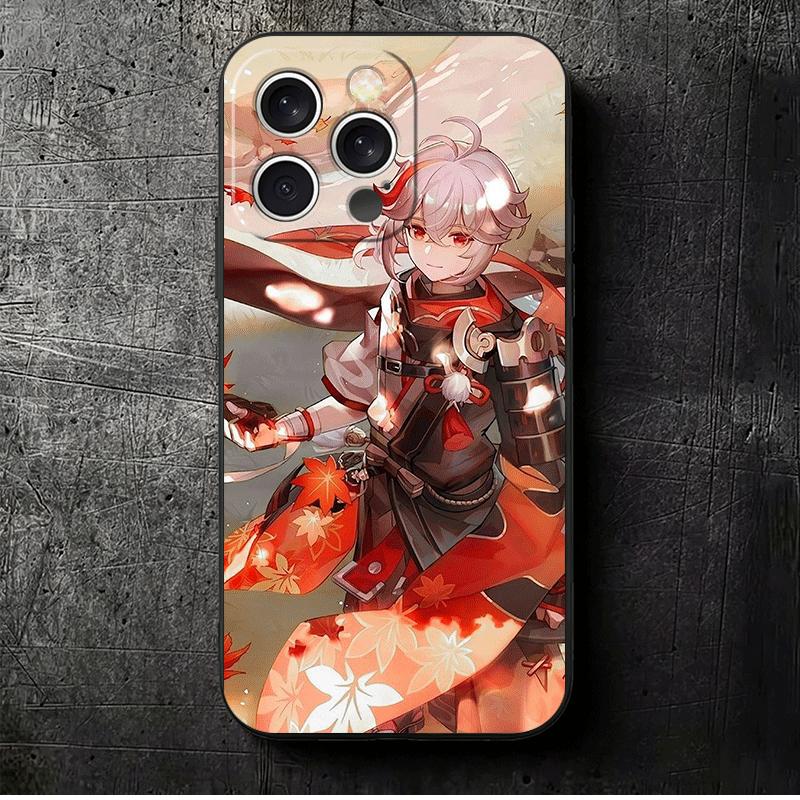 

Genshin Impact Kazuha Soft Phone Case for iPhone 16 16E 17 Air 15 Pro Max 14 Plus 13 Mini 11 12 7 Black Cover Back Shell iPhone 17 Pro Max