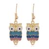 Boucles d'oreilles pendantes style bohème hibou dessin animé mignon coréen-japonais - Accessoire coloré et polyvalent
