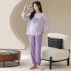 Pure cotton pajamas women's spring and autumn 1011 new autumn long-sleeved loose self-brought chest pad homewear tied foot set