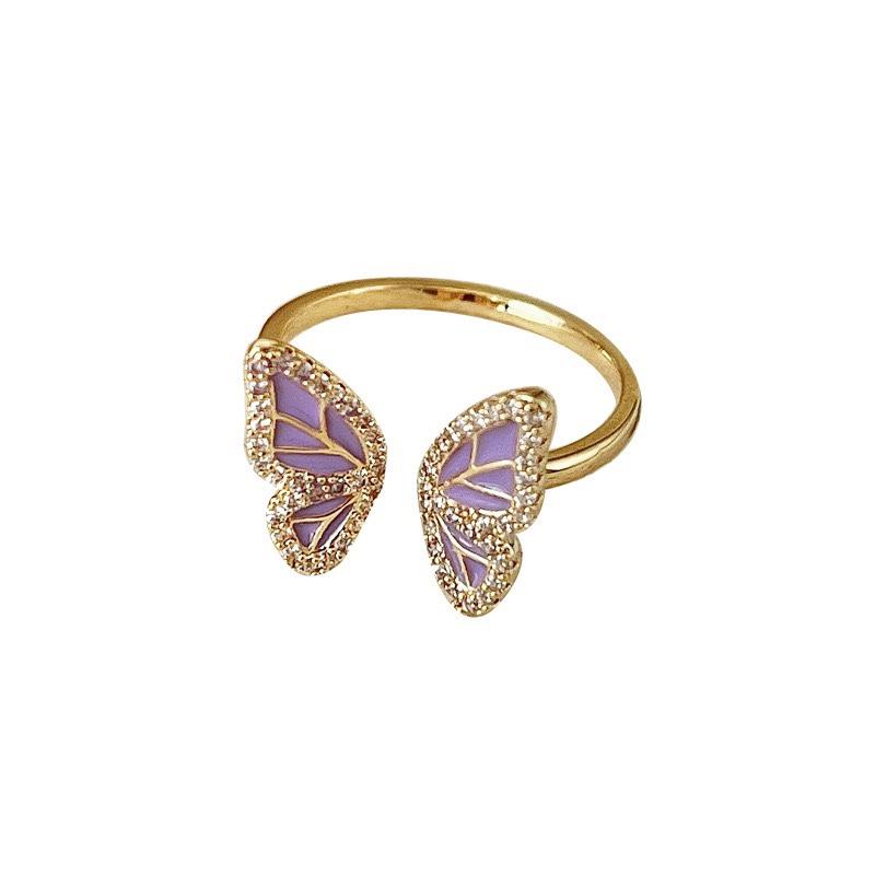 Butterfly Ring Female Niche Design High Sense Unique Ring Pearl Bow Hepburn Style Vintage Index Finger