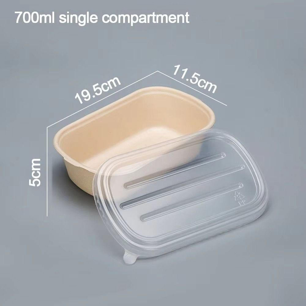 50Pcs New Biodegradable Disposable Bento Box 500/700ml Baking Cake Food Containers Plastic Lid with Cover Snack Box